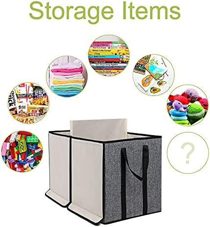YOLOXO Large Kids Toy Box Chest Storage organizer with Double Flip-Top Lid - Collapsible Sturdy Toy Organizers And Storage Bins With Big Handles For Nursery, Playroom, 26.8"x13.8"x16"(Grey) - Image 4