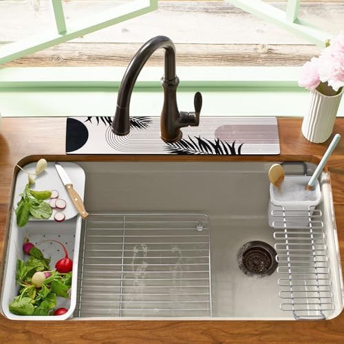 Sink Faucet Absorbing Mat, 2 Pack Drying Mat Around Faucet Sink Splash Guard Behind Faucet Sinkmat For Kitchen Bathroom Island Rv 24 * 5.5 Inch (60 * 14 cm) - Image 7