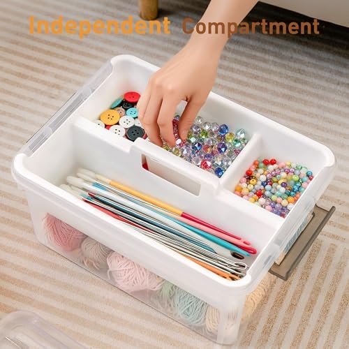 Citylife 17 QT Clear Craft Organizers and Storage Box with Handled Tray - Image 4