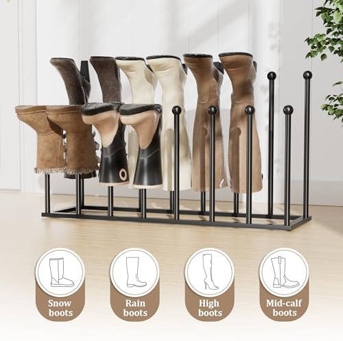 Freestanding Boot Rack, Shoe Storage Organizer Fit for 8 Pairs, Black - Image 5