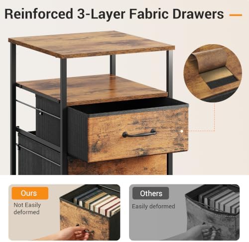 DEVAISE 2 Drawer Mobile File Cabinet, Fabric Vertical Filing Cabinet - Image 5