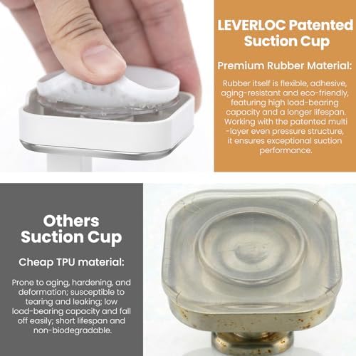 LEVERLOC 4 Pack Suction Cup Hooks for Inside Shower, Towels & Looafhs White - Image 5