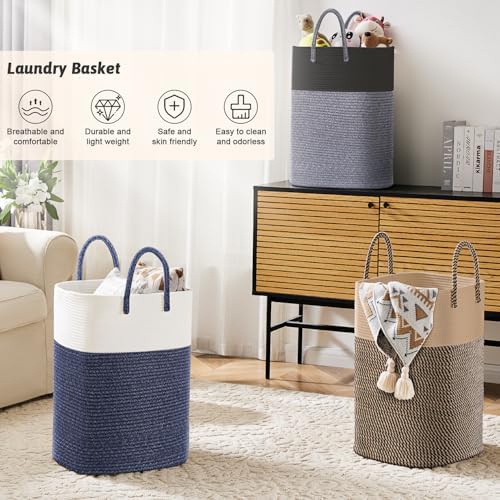 Artfeel Laundry Basket,Woven Cotton Rope Laundry Hamper,80L Versatile Storage for Dirty Clothes,Baby Toys,and Blankets in Bathroom, Nursery,and Living Room - Image 4