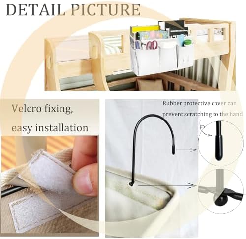 Bedside Caddy, Bedside Hanging Storage Organizer forBunk and Hospital Beds,College Dorm Bed，Can be Placed Glasses Books Mobile Phones (White 1) - Image 3