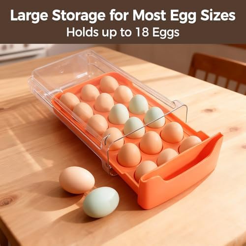 Egg-Holder for Fridge, Fits Small to Large Eggs, Orange - Image 3