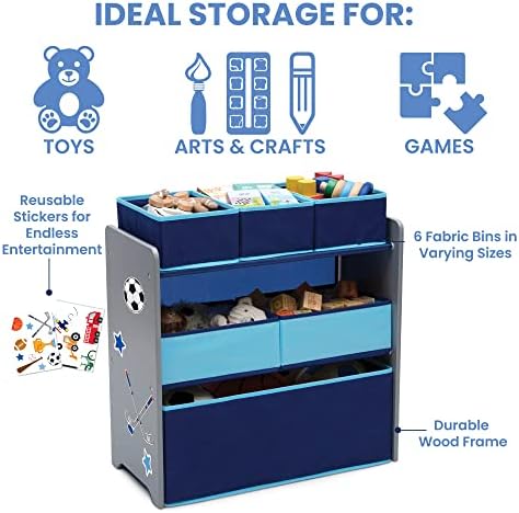 Delta Children Design and Store 6 Bin Toy Organizer, Grey/Blue - Image 4