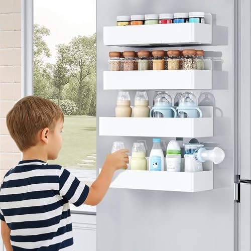 Mystozer Magnetic Spice Rack for Refrigerator White, 6 Pack - Image 2