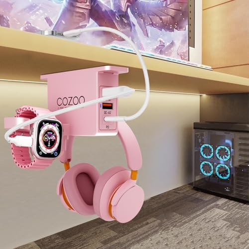 cozoo Desk Headphone Holder Hook Headset Watch Cable Bag Storage Pink - Image 6