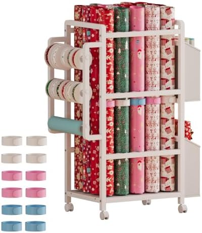 NinPeen Gift Wrapping Paper Organizer&Storage Cart with Slap Bracelets by ElevateYourLivingSpace