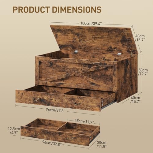RALGEND Toy Chest, 39.4" Storage Chest with Drawer and Pull Handles - Image 3