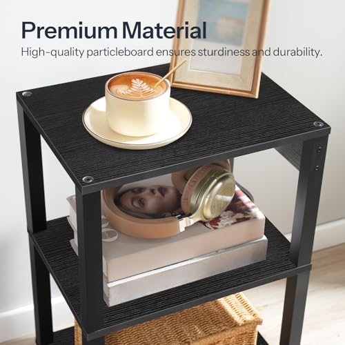 HOOBRO 3-Tier Printer Stand with Charging Station, Under Desk Printer Table, Printer Cart with Storage Shelves, Shelf for Small Spaces, for Home Office, Black BK63UPS01 - Image 5