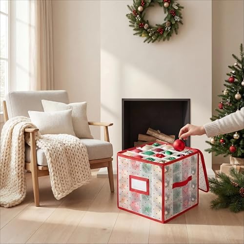 Christmas Tree Ball Organizer Ornament Storage Containers，Ornament Storage Box Hard Plastic Containers 64 Holiday Ornaments - Image 5