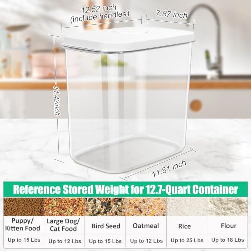TBMax Dog Cat Food Storage Container 12-15 Lbs with Easy-Carrying Handles, Stackable Pet Food Dog Treat Container with Pop Up Lids, Airtight Food Storage Bin for Kitchen Organization - Image 2