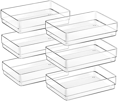SMARTAKE 6 PCS Clear Plastic Kitchen Large Size Drawer Organizers Set by SMARTAKE