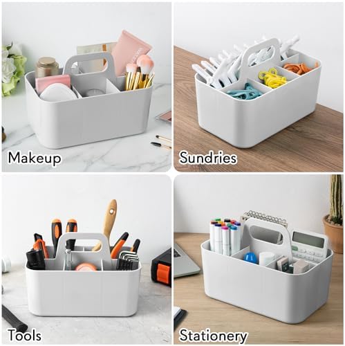 Tiawudi Multipurpose Caddy Organizer, Plastic Caddy with Handle, Stackable Desk Organizer for Stationery, Marker and Pencil, Office Supplies Organizer, Dorm Caddy (Pack of 2) - Image 5