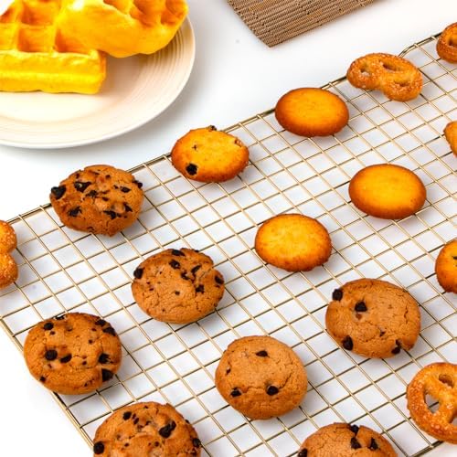 Briout Cooling Rack for Cooking and Baking, 16" x 10" Wire Rack, Gold - Image 6