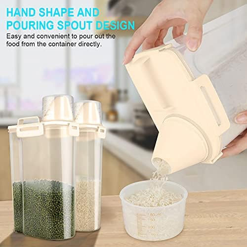 Uppetly Rice Airtight Dry Food Storage Containers, BPA Free Plastic Storage Bin Dispenser with Pourable Spout, Measuring cup for Cereal, Flour and Baking Supplies, Include a Stainless Steel Whisk - Image 2