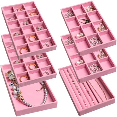 Frebeauty Jewelry Trays for Drawer,Set of 6 Jewelry Organizer and Storage by Frebeauty