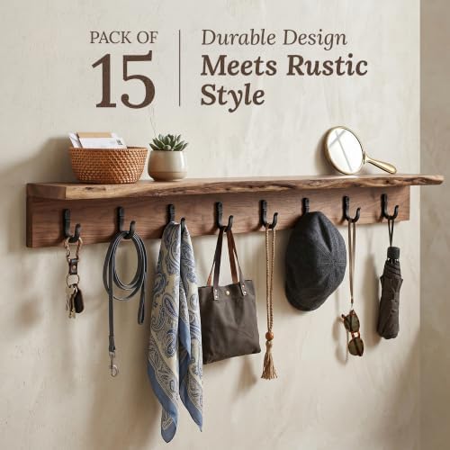 2 inch Railroad Spike Cast Iron Hooks (15 Pack) Blacksmith, Wall Mounted Farmhouse Decorative Hooks, PowderCoated for Interior or Exterior Use, Rust Proof for Hanging Coats, Bags or Pots (Black) - Image 5