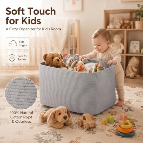 OIASKET 95L Extra Large Blanket Basket, 24" x 16.9" x 14.2" Woven Basket - Image 4