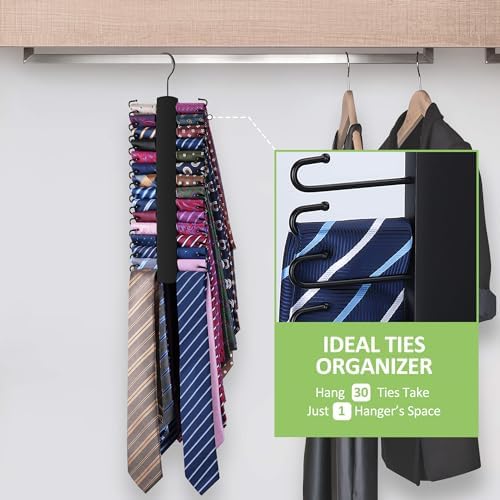 Tie Hanger for Closet, Wooden Tie Organizer, Holds 30 Ties - Image 2