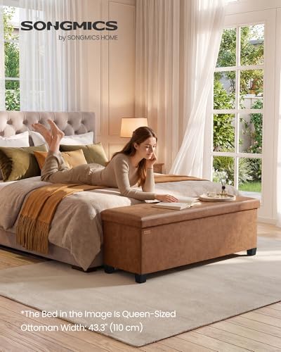 SONGMICS Storage Ottoman Bench with Legs, Flipping Lid, 43.3 Inches - Image 4