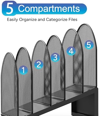 gianotter Desktop File Organizer with 5 Compartments - Image 6