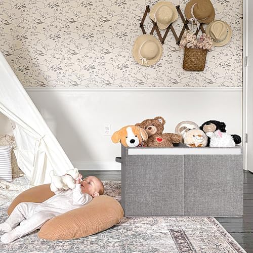 INDRESSME 85L Large Toy Storage Box with Lid & Dividers, Grey - Image 3