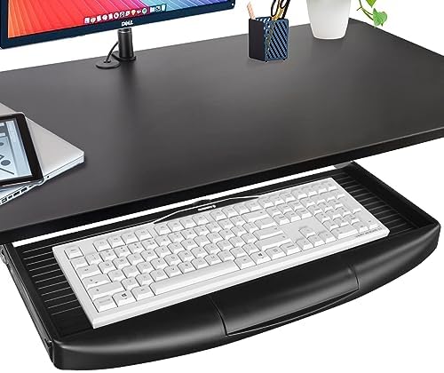 22"Wx11"D Under Desk Keyboard Tray Slide Out, Pull Out Keyboard Tray for Desk, Keyboard Holder Under Desk,Sturdy Keyboard Shelf Under Desk, Black Keyboard Drawer Desk Extender by TooCust
