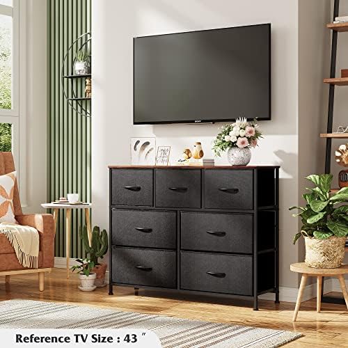 WLIVE Dresser for Bedroom, 7 Drawers, TV Stand, Rustic Brown - Image 4