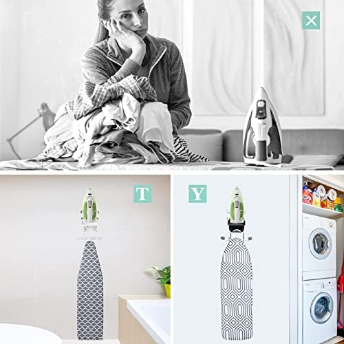 DOUBLE 2 C Ironing Board Hanger Wall Mount Electric Iron Holder Iron and Ironing Board Storage Organizer Shelf with Removable Hooks for Household Bathroom Laundry Room (Black) - Image 7