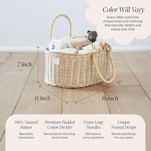 BEBE BASK Premium Baby Diaper Caddy Organizer Basket with Cotton Divider - Image 4