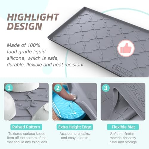 SIKADEER Waterproof Under Sink Mat Silicone 28"x19", Kitchen Cabinet Liner - Image 4