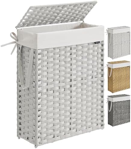 SONGMICS Laundry Hamper with Lid, 14.5 Gal (55 L) Synthetic Rattan,Foldable by SONGMICSbySONGMICSHOME