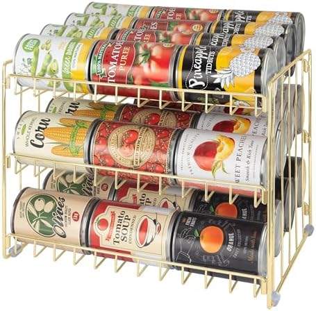 Kitchen Details 3 Tier Can Storage Organizer Rack in Gold - Image 4