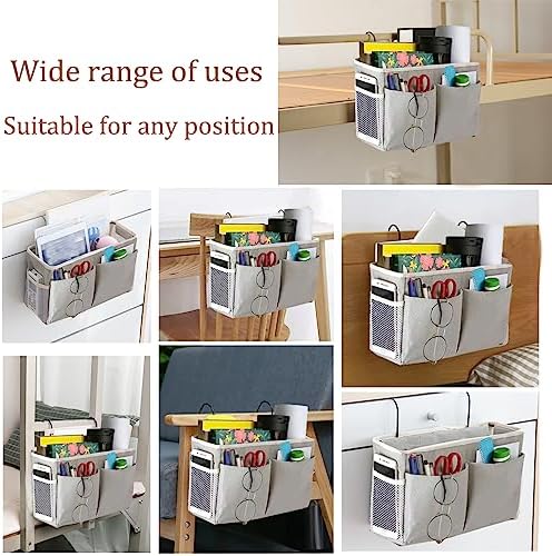 SMALL GOAL Bedside Caddy, Bedside Hanging Storage Organizer for College Dorm Bed, Bunk and Hospital Beds, Can be Placed Magazine, Books, Phones,Keys, kettle, Glasses (grey, 2pack) - Image 4