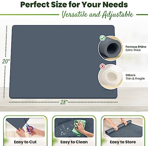 Large Silicone Mat 28" x 20" Mat Thick Heat Resistant, Kitchen Counter Mat Waterproof - Coffee Machine, Glass Top Stove Cover Countertop Protector for Air Fryer, Baking mat (Grey) - Image 3