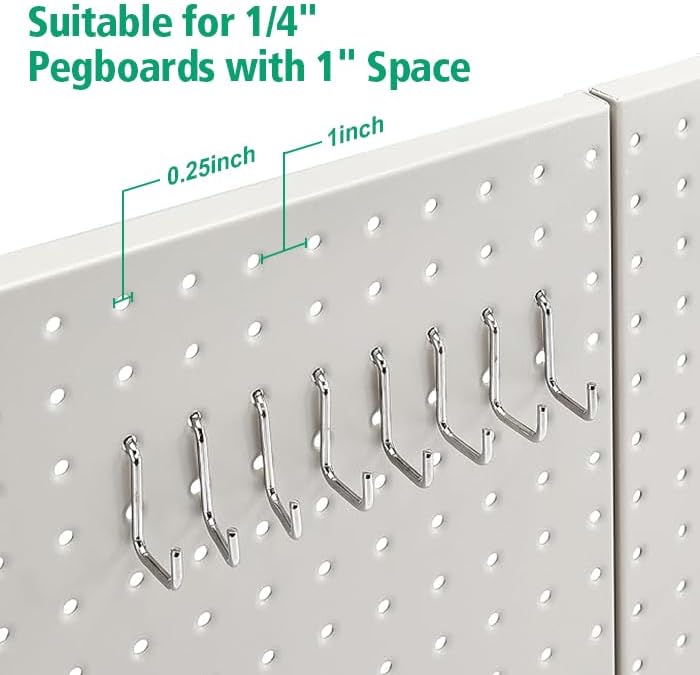 Amazon Basics Rectangular Metal Pegboard Wall Organizer, Tool Storage Organization System, Rust and Scratch Resistant, 48-Piece Kit, Gray - Image 2