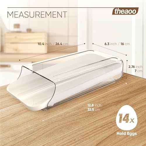 theaoo Egg Holder for Fridge, Automatic Rolling Egg Container, White, 1Pack - Image 3
