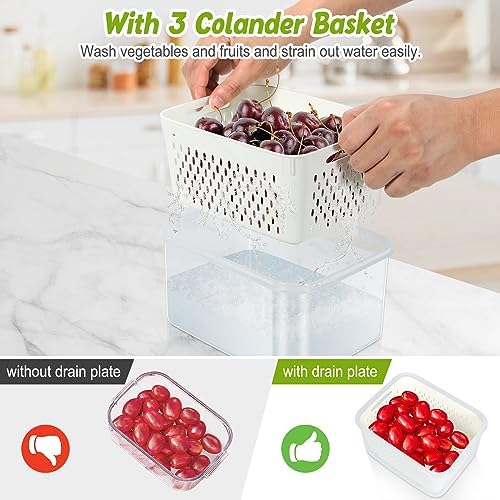 6 Pieces Large Fruit Produce Storage Containers for Fridge Keep Fresh - Image 5