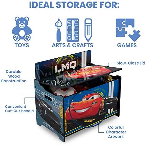 Delta Children Deluxe Toy Box, Disney/Pixar Cars - Image 3