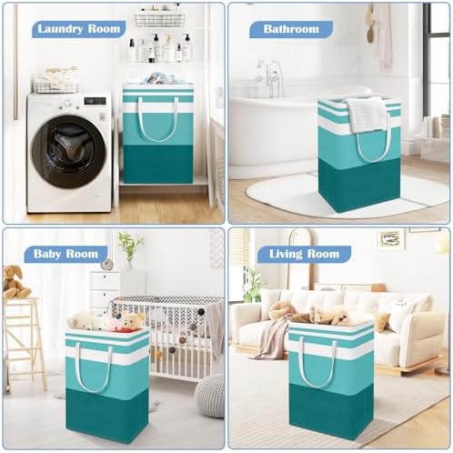 BlissTotes 3-Pack Laundry Basket, Collapsible Laundry Hamper, Green, 88L - Image 6