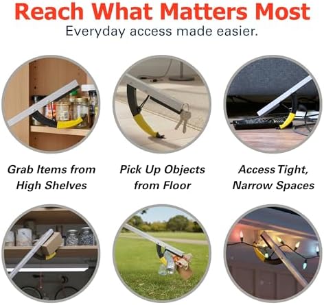 Sammons Preston Reacher, 26" Lightweight Grabber Reacher Tool with Magnetic Tip, Ergonomic Grip & Claw Jaw, Portable Reaching Aid for Seniors, Daily Living & Home Use, Standard Silver, Folding, 3 pack - Image 6