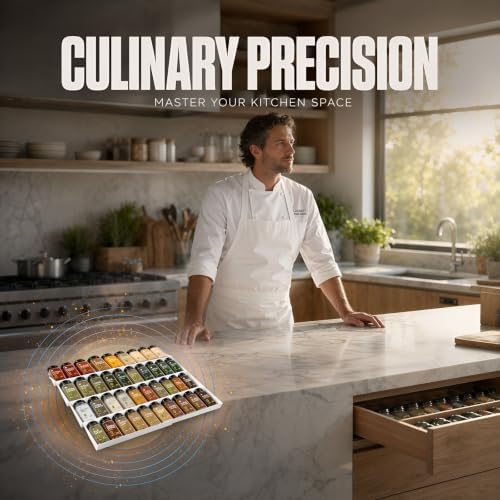 Spice Drawer Organizer, 4-Tier Spice Rack for Drawer Fits 11.8-22.8 in Wide, Expandable Seasoning Organizer with 2 Silicone Funnels and 160 Labels for Kitchen Cabinet Organization, White - Image 5