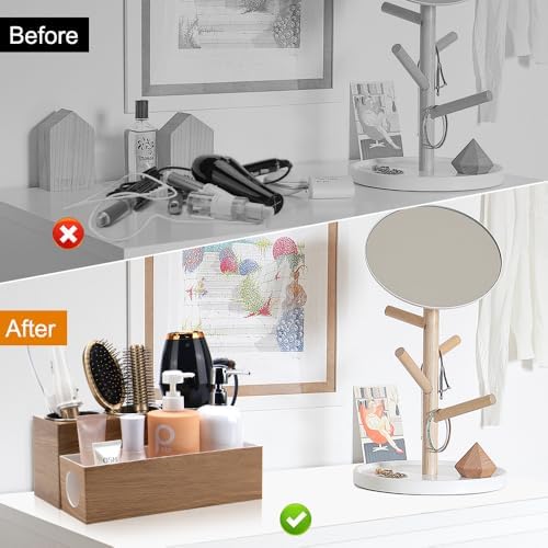 GFWARE Hot Hair Styling Tool Organizer with 3 Stainless Steel Cups, Wood - Image 5