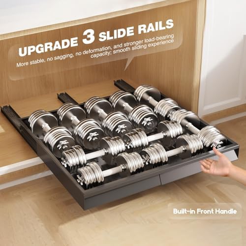 Seinloes Pull Out Cabinet Organizer, 4-Side Expandable to Fit Most Cabinets, 3 Rail Slide Out Drawers with Raising Pad for Framed & Frameless Cabinets, 15"-25" W x 17"-24" D, Black, 2 Pack - Image 6