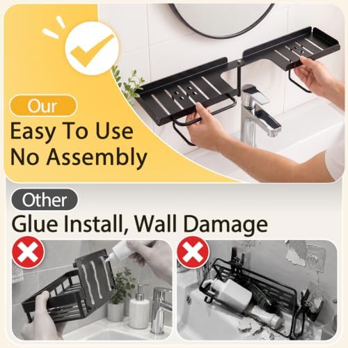 Rotatable Over Faucet Sink Shelf Organizer with Towel Bar - Image 5