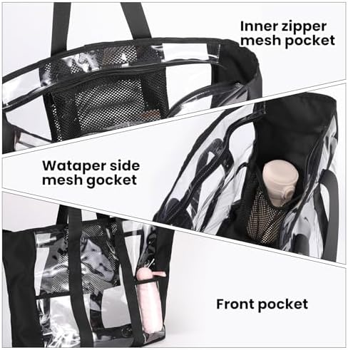 BORMELUN Large Clear Bag Tote for Work Concerts Stadium approved Heavy duty Transparent See Through Purse with mesh pockets - Image 5