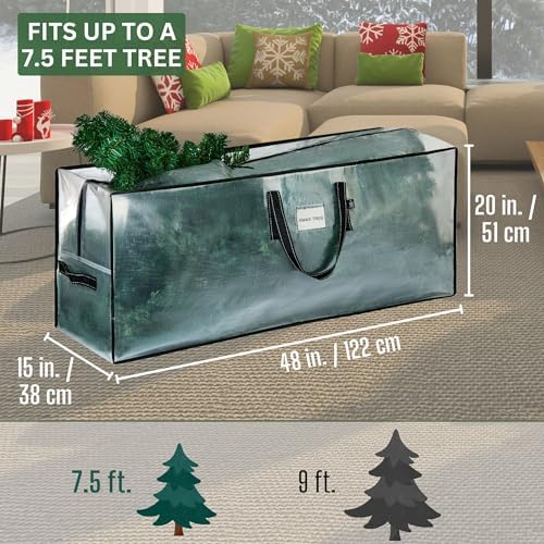 VENO 2 Pack Clear Christmas Tree Storage Bag - Fits 7.5 Ft Artificial Trees, Heavy Duty Large Bags with Zipper, Durable Handles, and Labeling Card Slot, Alternative to Storage Boxes with Lids (2 Pack) - Image 2