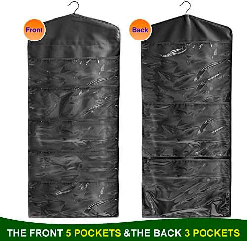 ProPik Hanging Double Sided Gift Bag Storage Organizer with Multiple Front and Back Pockets - Organize Your Gift Wrap, Tissue Paper, and Paper Bags 38 x 16 Inch PVC (Full Black) - Image 2